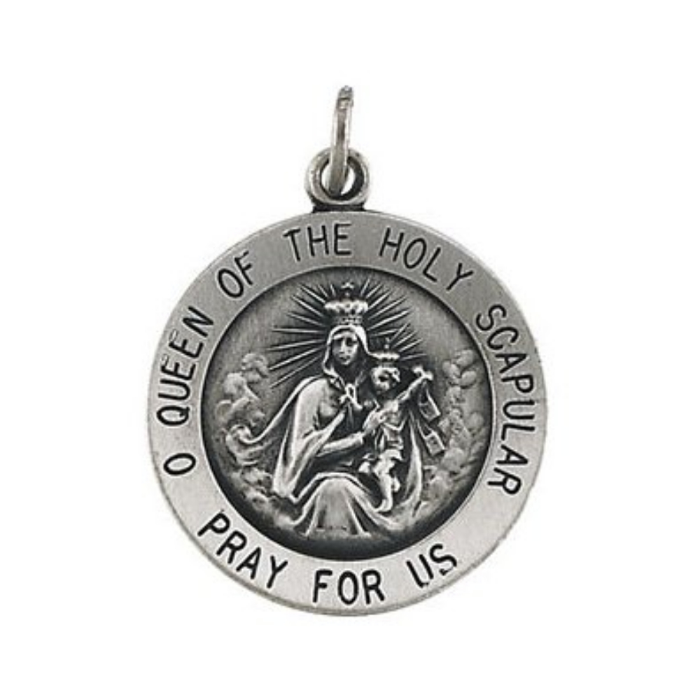 Sterling Silver Round Scapular Necklace, 18 inches 15 MM R5075_1000MP