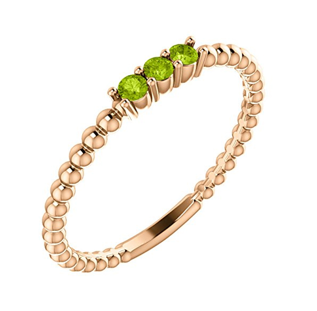 Peridot Beaded Ring, 14k Rose Gold.