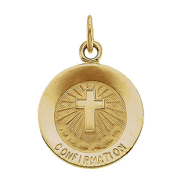 14ky gold confirmation medal with cross standard.