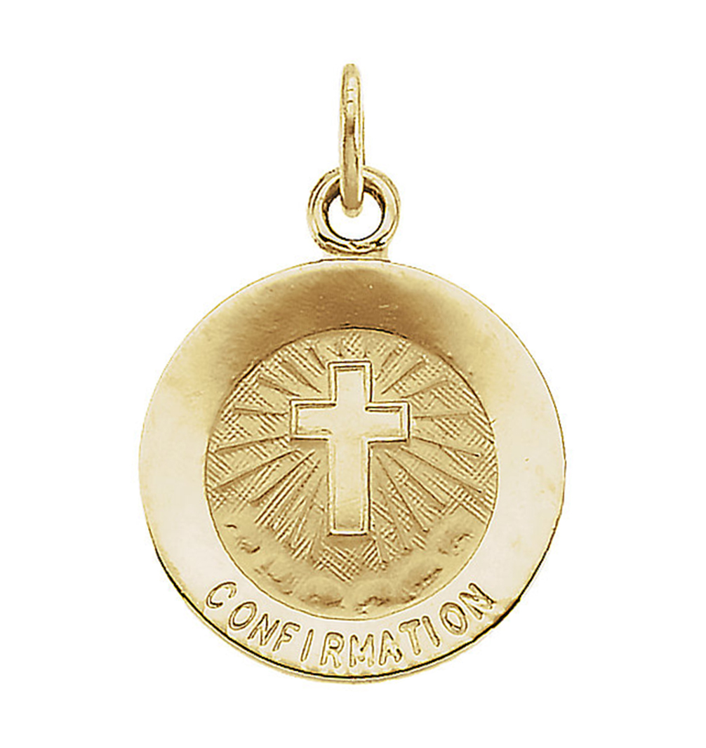 14k Yellow Gold Confirmation Medal with Cross.