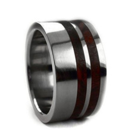 Amboyna Burl Wood 10mm Comfort-Fit Interchangeable Titanium Band.