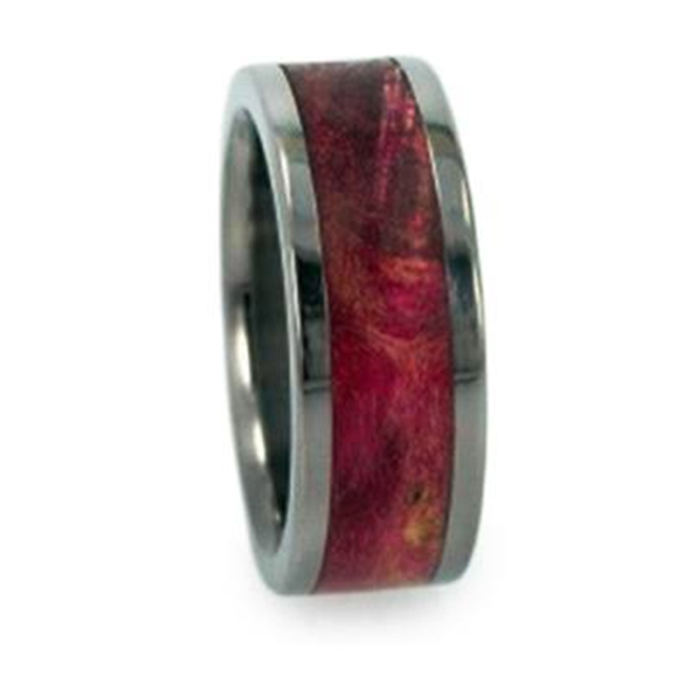 Magenta Burl Inlay 8mm Comfort-Fit Titanium Interchangeable Band.