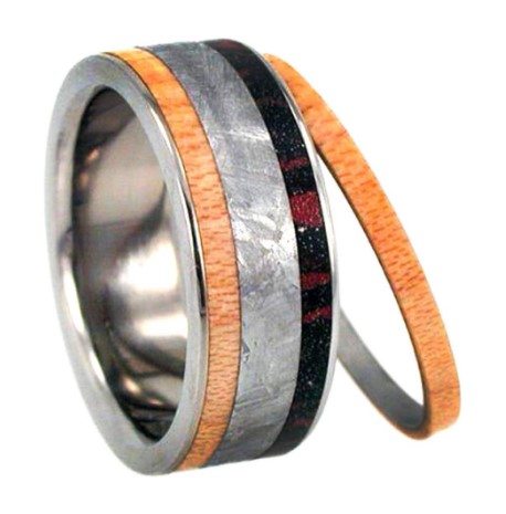 Gibeon Meteorite, Maplewood 8mm Comfort-Fit Interchangeable Titanium Band.