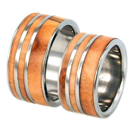 Rowan Wood 10mm Comfort-Fit Interchangeable Titanium Wedding Band.