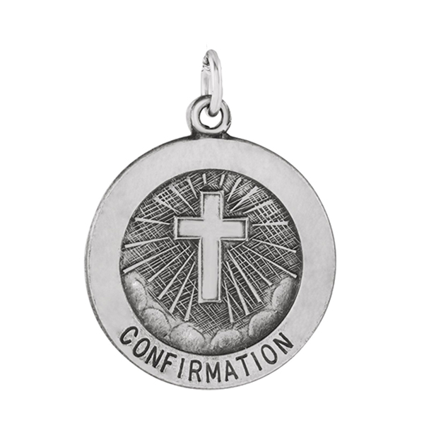 Sterling Silver Confirmation Medal with Cross 18mm.