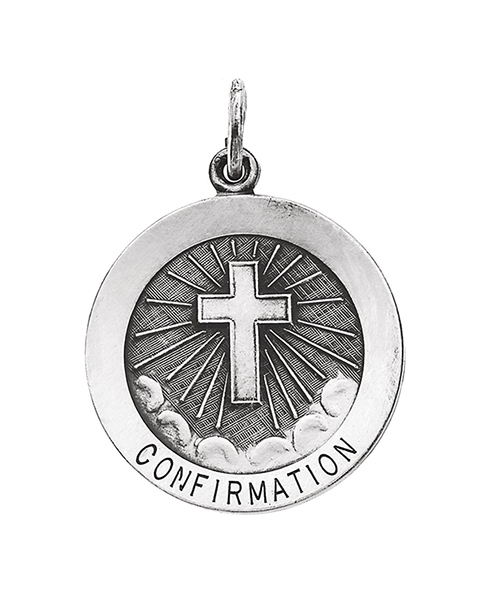 Sterling Silver Confirmation Medal with Cross 22mm.