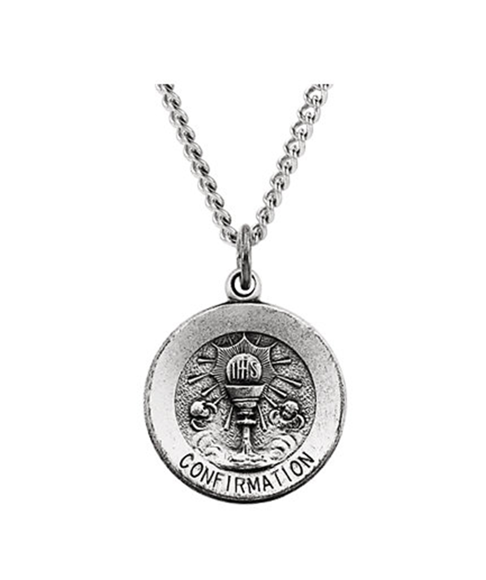Sterling Silver Round Confirmation Pendant Medal 1006.