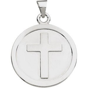 14k Yellow Gold Confirmation Medal Cross Pendant (23 MM).