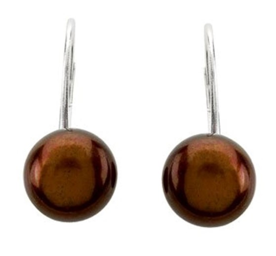 Chocolate Cultured Freshwater Pearl Earrings, 14k Gold (9-9.5 MM).