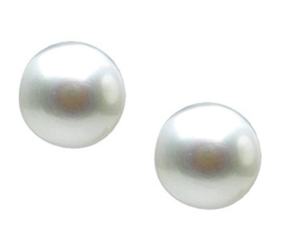 Freshwater Cultured White Pearl Earrings, 10MM - 11 MM, 14kt Yellow Gold.