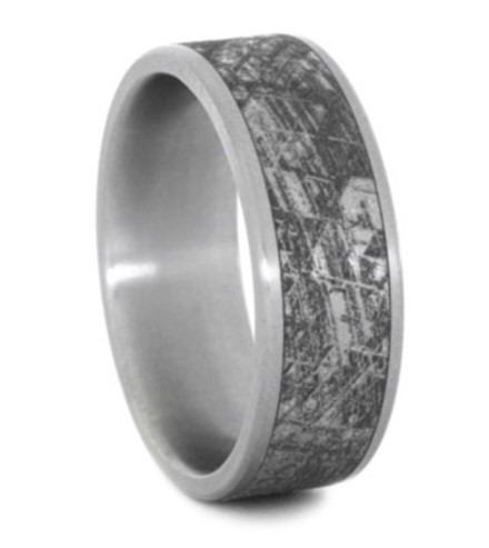 Mimetic Meteorite 8mm Comfort-Fit Matte Titanium Wedding Band.