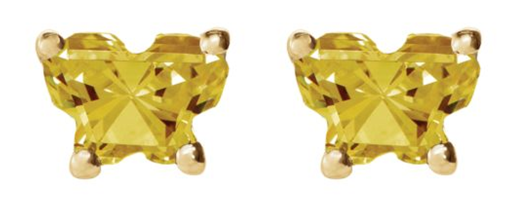 Bfly Yellow Butterfly CZ November Birthstone Earrings192015.