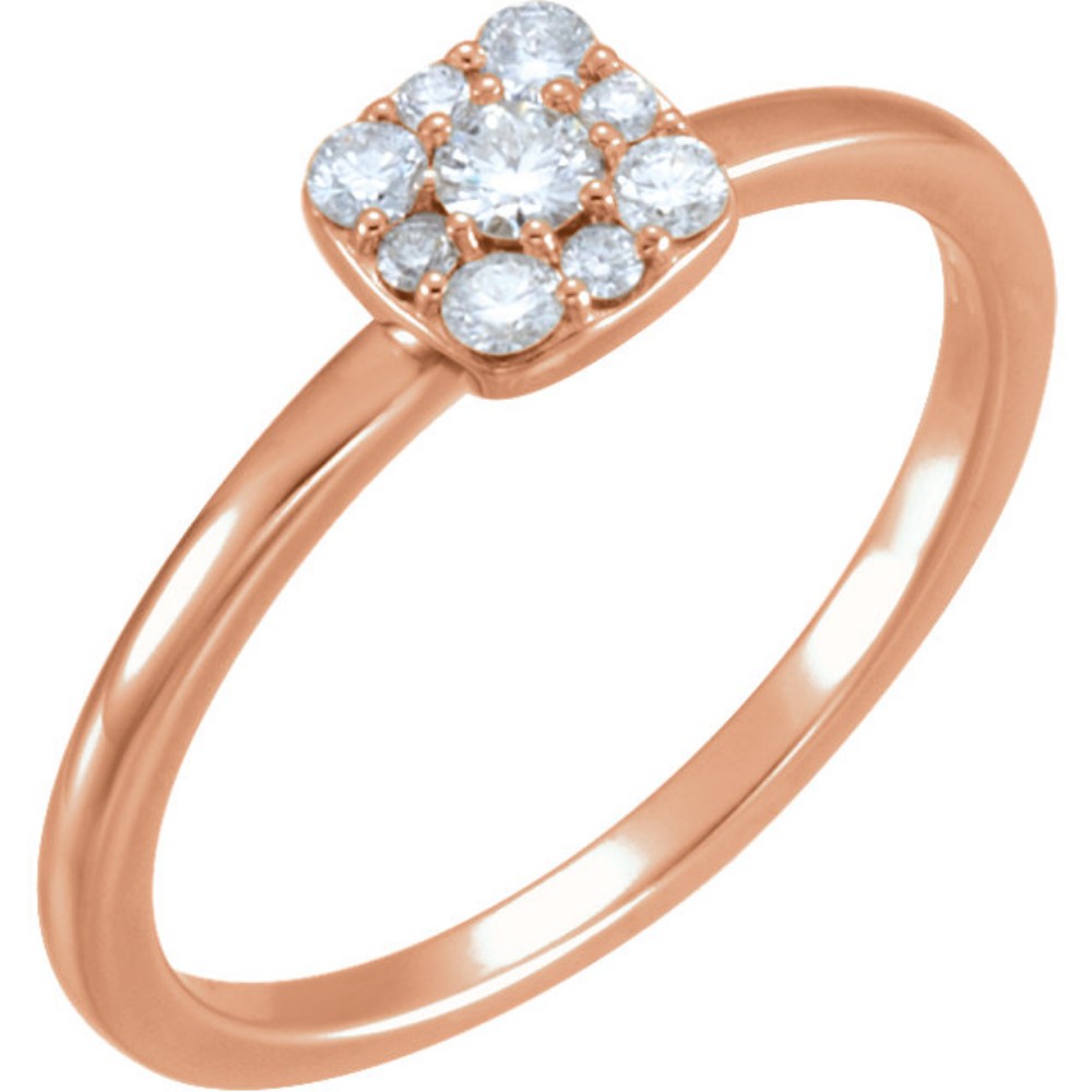Diamond Stackable Square Cluster Ring, 14k Rose Gold
