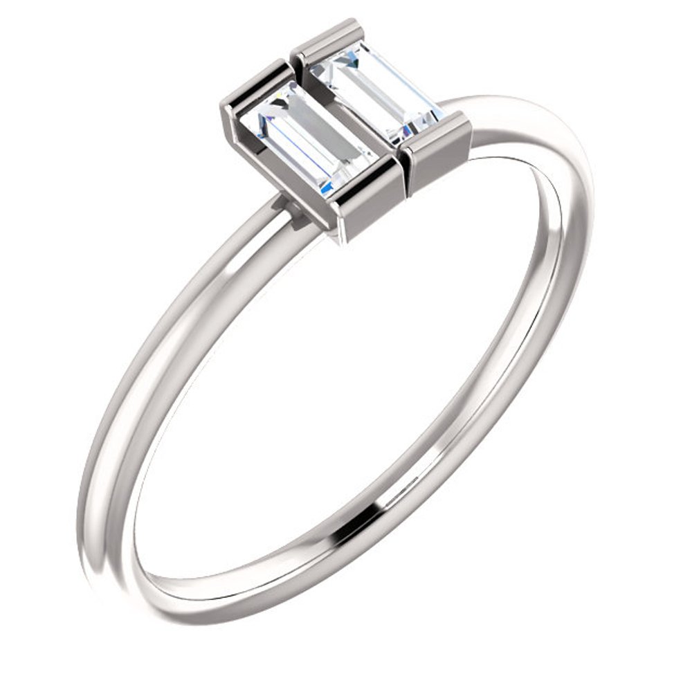 Diamond Two-Stone Ring, Rhodium-Plated 14k White Gold
