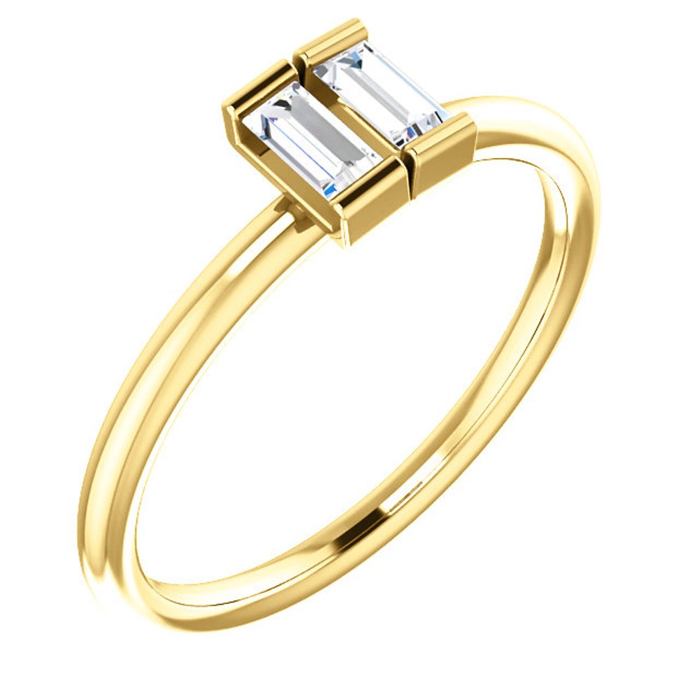 Diamond Two-Stone Ring, 14k Yellow Gold

