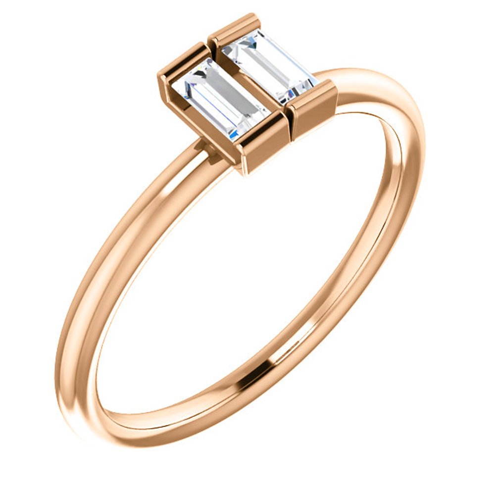 Diamond Two-Stone Ring, 14k Rose Gold
