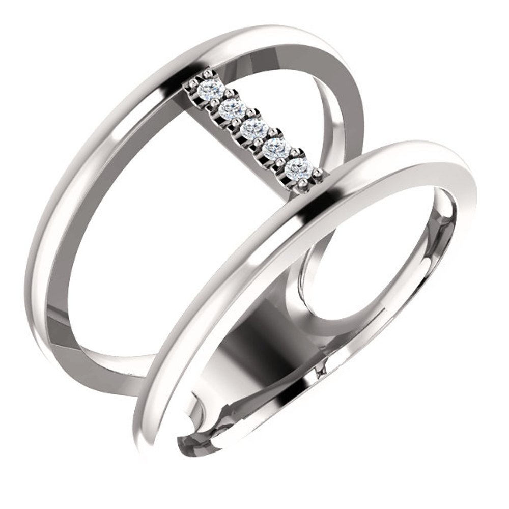  Diamond Negative Space Ring, Rhodium-Plated 14k White Gold
