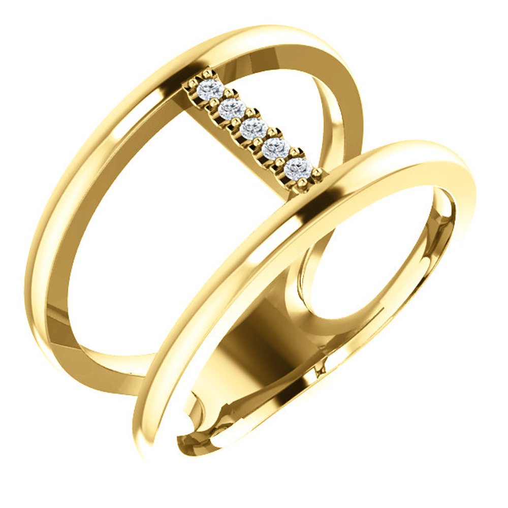  Diamond Negative Space Ring,14k Yellow Gold 
