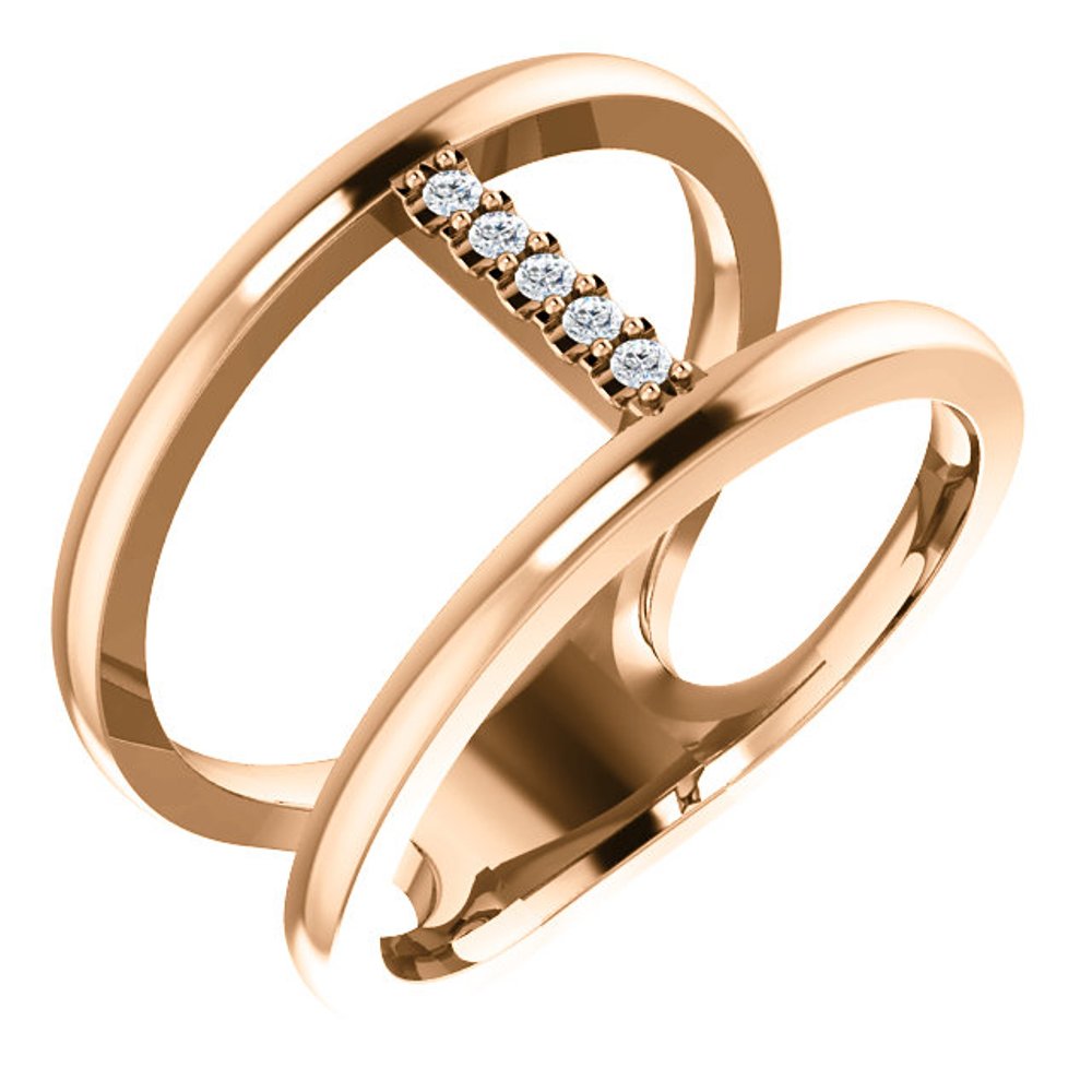  Diamond Negative Space Ring, 14k Rose Gold 
