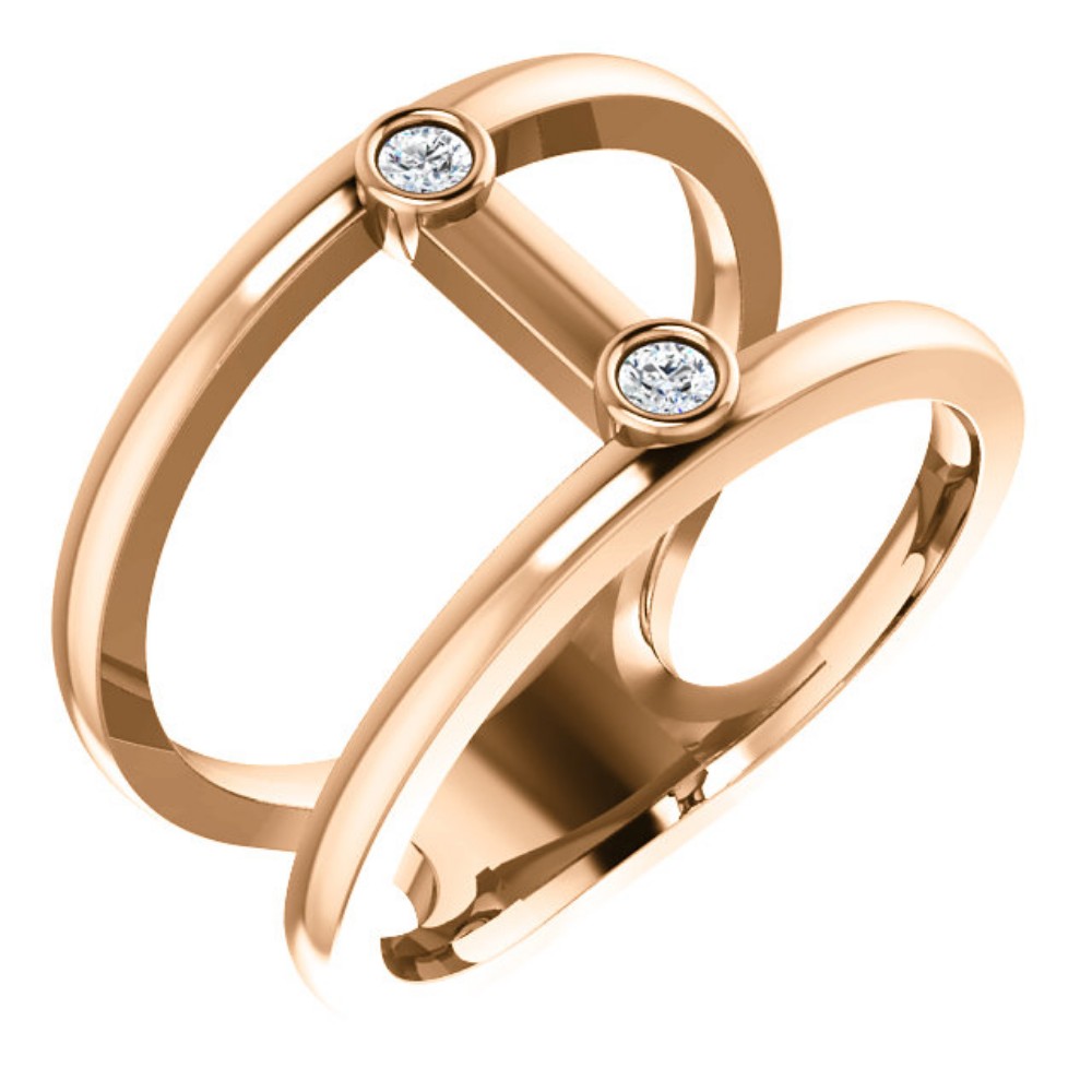 Diamond Two-Stone Negative Space Ring, 14k Rose Gold
