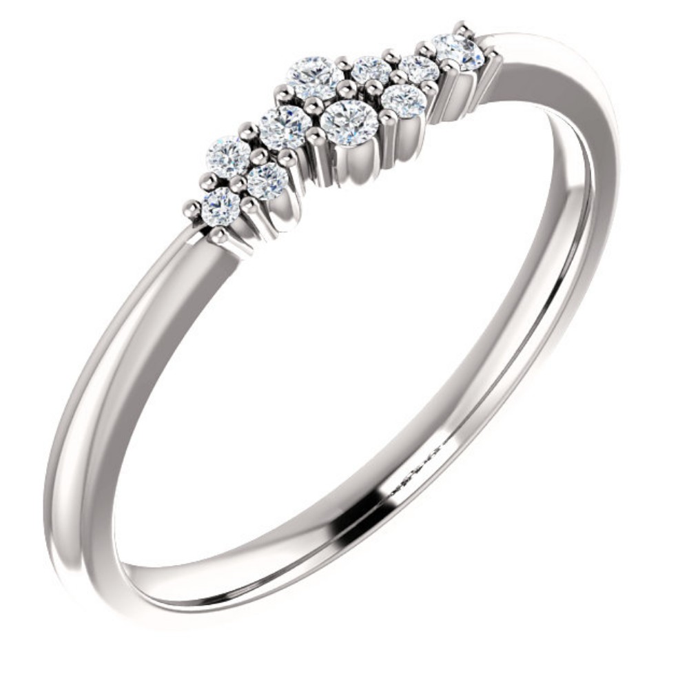 Diamond Stackable Cluster Ring, Rhodium-Plated 14k White Gold
