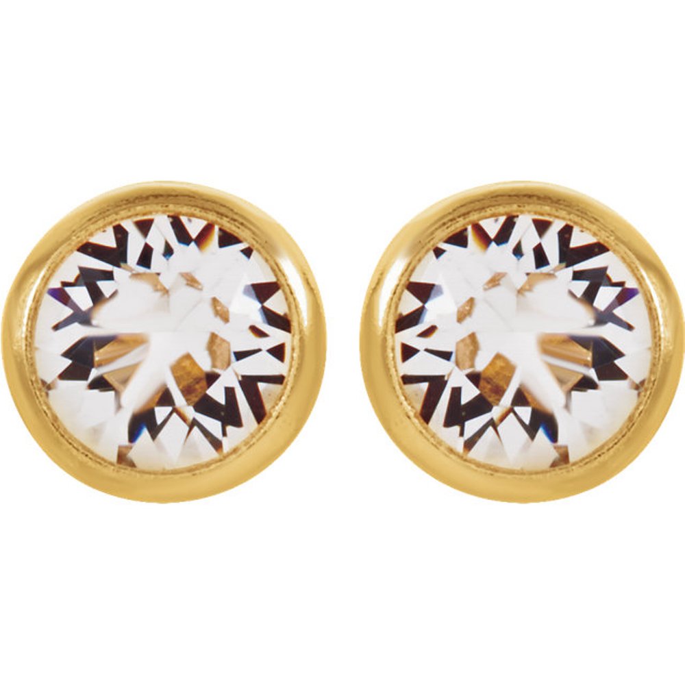 Crystal Inverness Piercing Bezel Earrings, 14k Yellow Gold 
