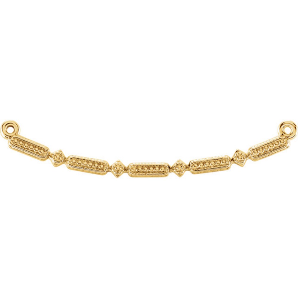 Beaded Bar Necklace Center,14k Yellow Gold