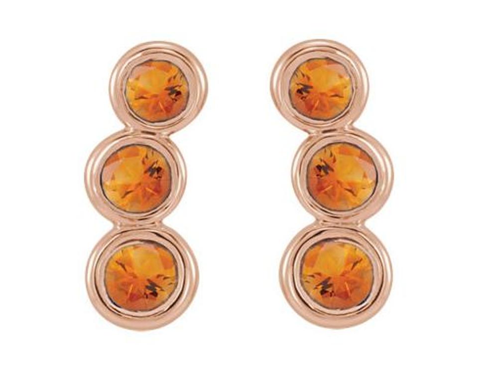 Citrine Three-Stone Ear Climbers, 14k Rose Gold
