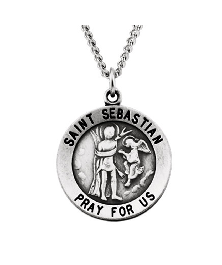 Sterling Silver St. Sebastian Necklace.