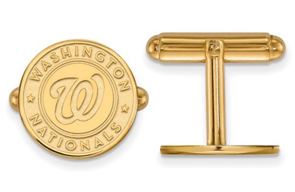 14k Yellow Gold MLB LogoArt Washington Nationals Cuff Links, 15MM