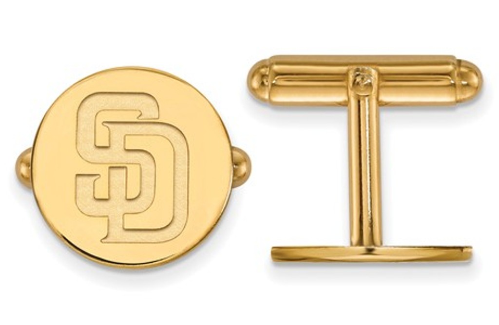 14k Yellow Gold MLB LogoArt San Diego Padres Cuff Links, 15MM