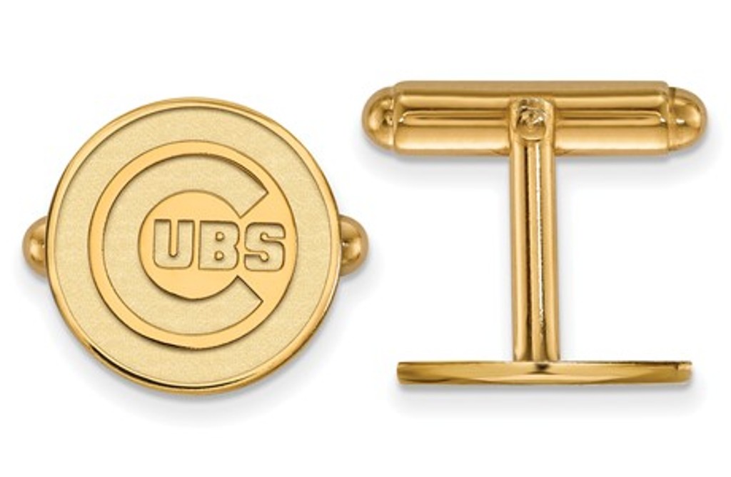 14k Yellow Gold MLB LogoArt Chicago Cubs Cuff Links, 15MM