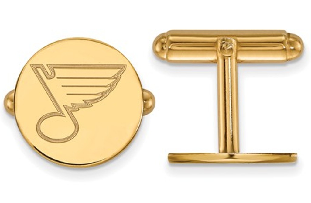 14k Yellow Gold NHL LogoArt St. Louis Blues Cuff Links, 15MM