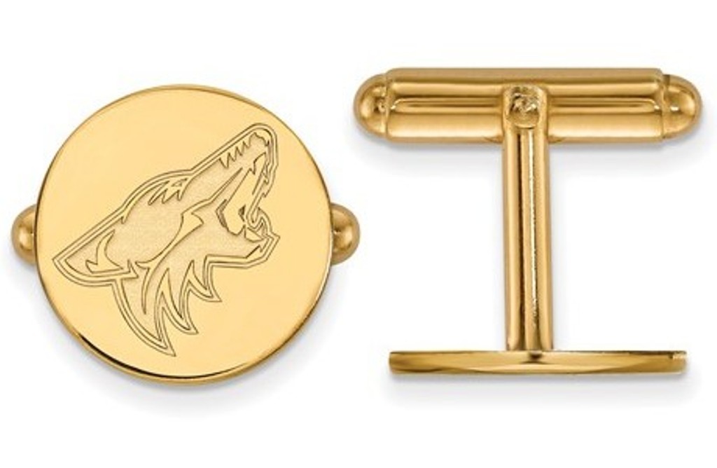 14k Yellow Gold NHL LogoArt Phoenix Coyotes Cuff Links, 15MM