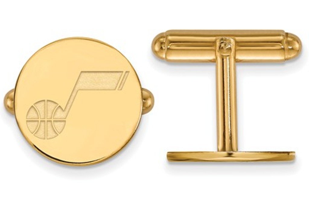 14k Yellow Gold NBA LogoArt Utah Jazz Cuff Links, 15MM