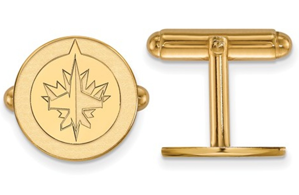 14k Yellow Gold NHL LogoArt Winnipeg Jets Cuff Links, 15MM