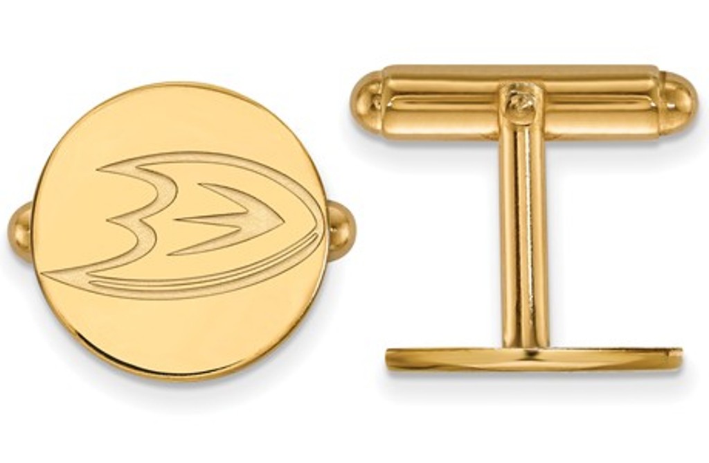 14k Yellow Gold NHL LogoArt Anaheim Ducks Cuff Links, 15MM