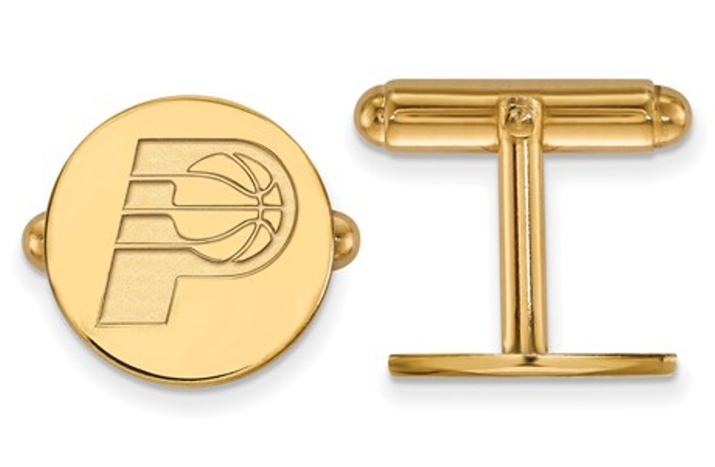 14k Yellow Gold NBA LogoArt Indiana Pacers Cuff Links, 15MM