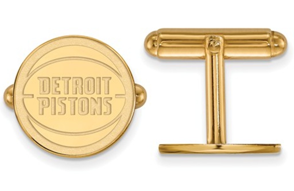 14k Yellow Gold NBA LogoArt Detroit Pistons Cuff Links, 15MM
