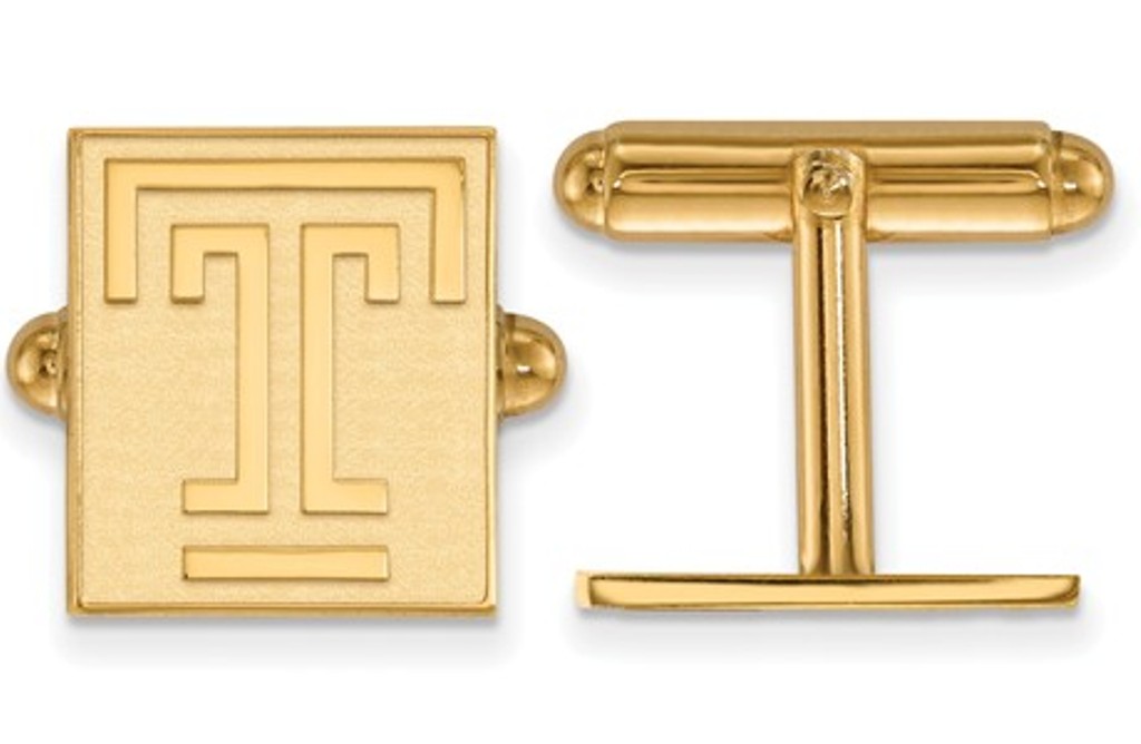 14k Yellow Gold LogoArt Temple University Cuff Links, 16MM