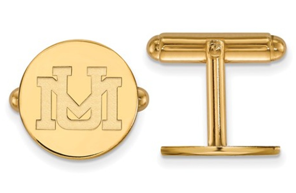 14k Yellow Gold LogoArt University Of Montana Cuff Links, 15MM