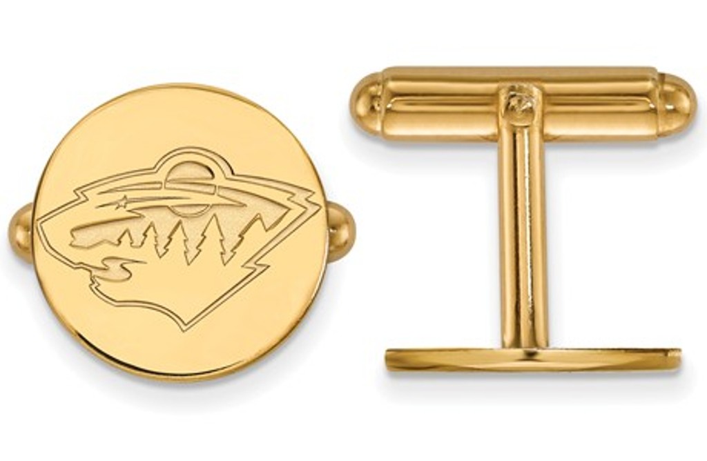 14k Yellow Gold NHL LogoArt Minnesota Wild Cuff Links, 15MM