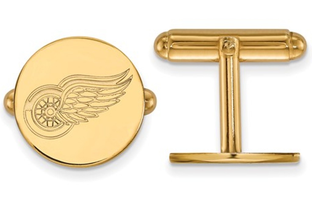 14k Yellow Gold NHL LogoArt Detroit Red Wings Cuff Links, 15MM