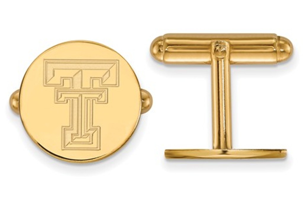 14k Yellow Gold LogoArt Texas Tech University Cuff LinkS, 15MM 