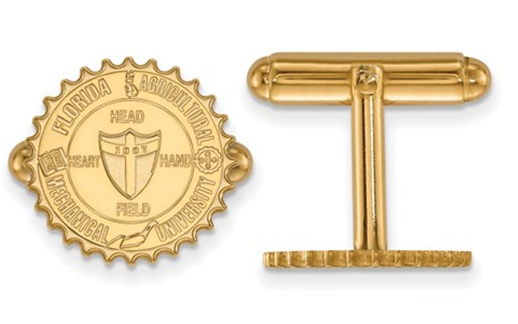 14k Yellow Gold LogoArt Florida a and M University Crest Cuff Links, 15MM