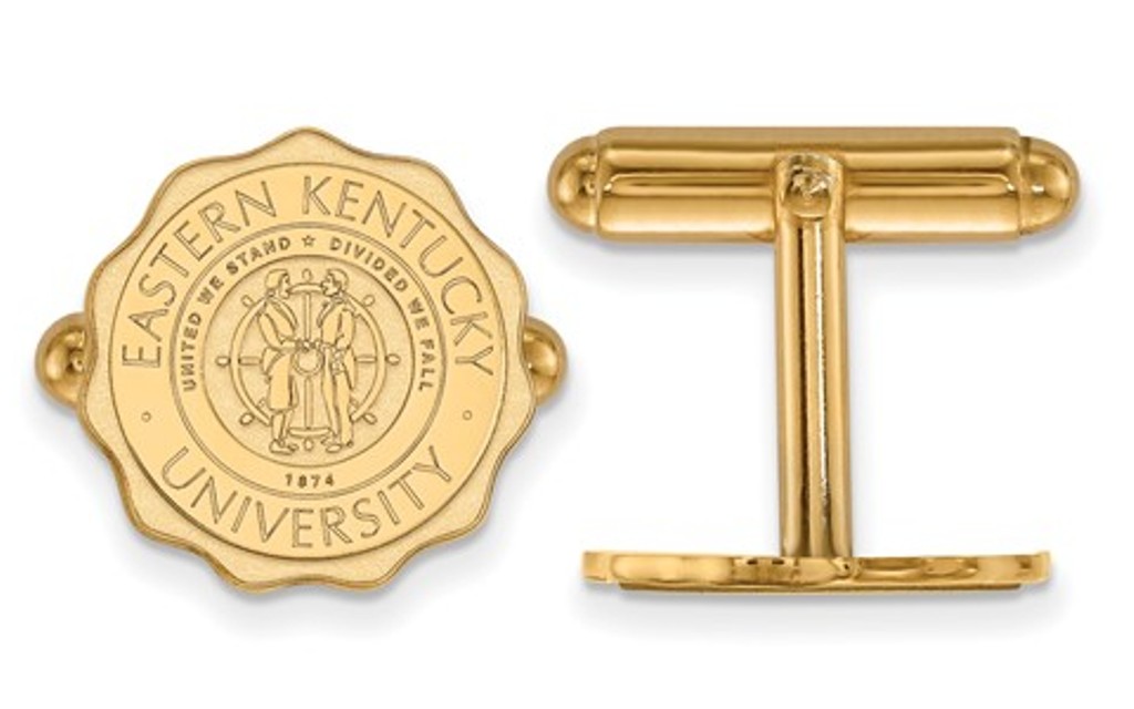 14k Yellow Gold LogoArt Eastern Kentucky University Crest Cuff Links, 15MM
