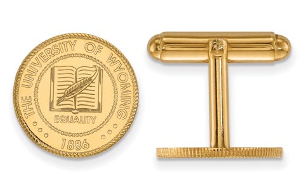 14k Yellow Gold LogoArt the University Of Wyoming Crest Cuff Links, 15MM