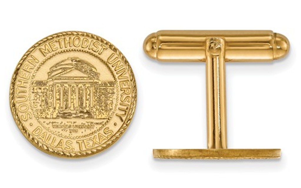 14k Yellow Gold LogoArt Southern Methodist University Crest Cuff Links, 15MM