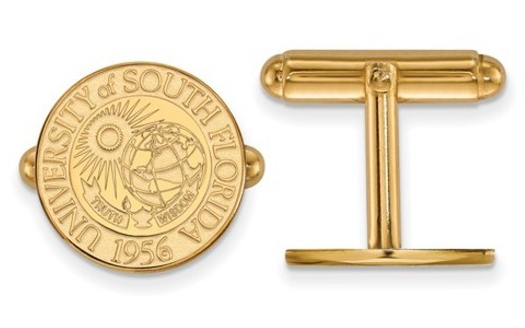 14k Yellow Gold LogoArt University of South Florida Crest Cuff Links, 15MM