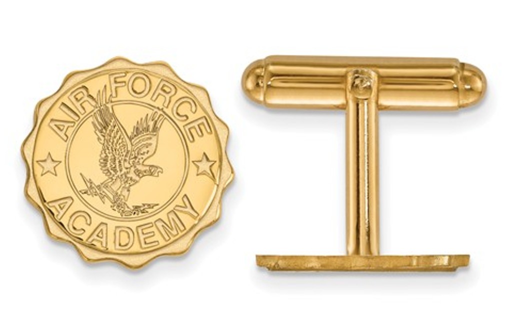 14k Yellow Gold LogoArt United States air Force Academy Crest Cuff Links, 15 MM